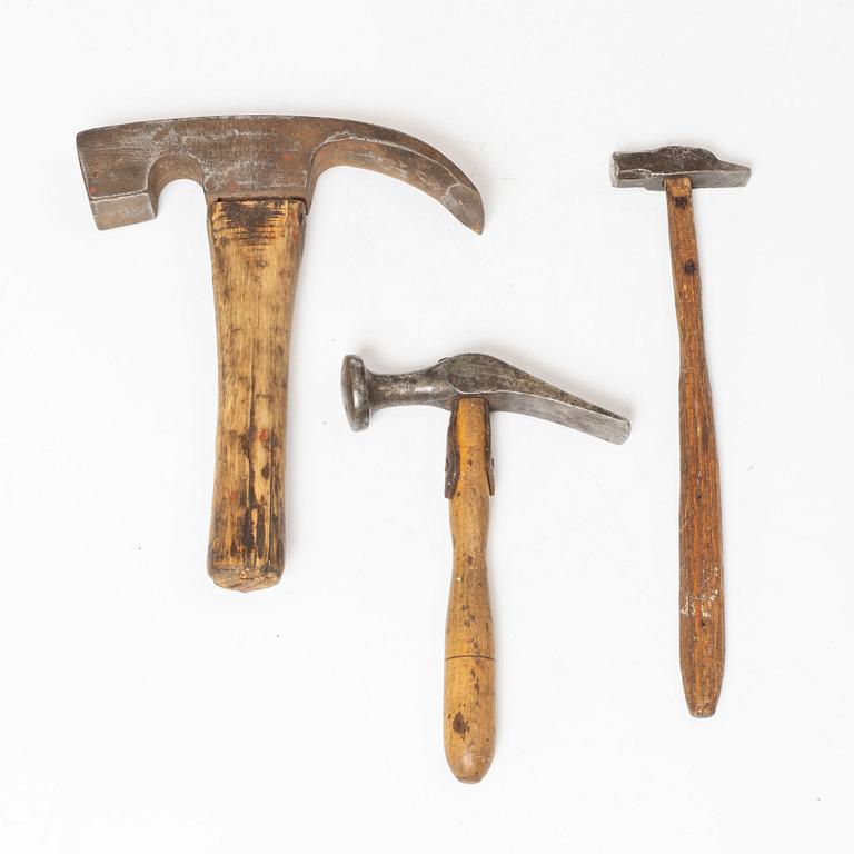 Hammare och tjäckla, tre stycken, 1800-tal.