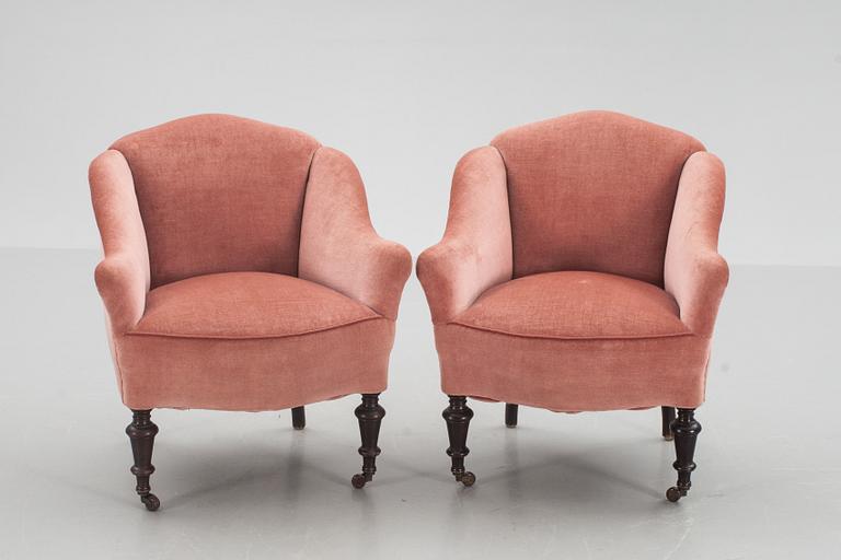 FÅTÖLJER, ett par, nyrokoko, 1800/1900-tal.