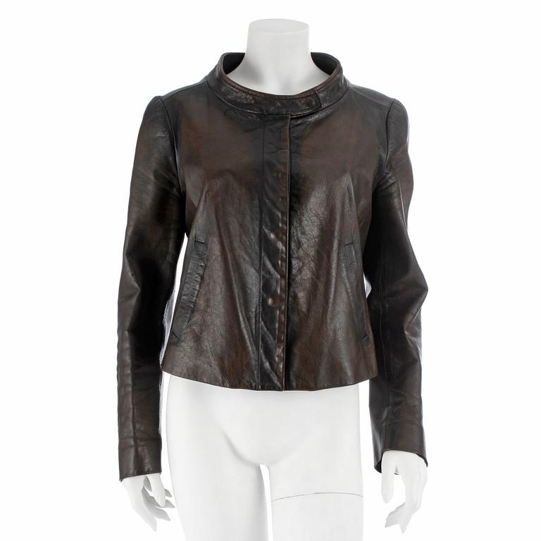 MARTIN MARGIELA, a dark brown leather jacket, size 42.
