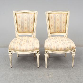 A pair of Swedish Gustavian chairs, late 18th century.