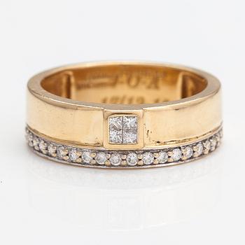 Sormus, 18K kultaa, timantteja n. 0.32 ct yht.