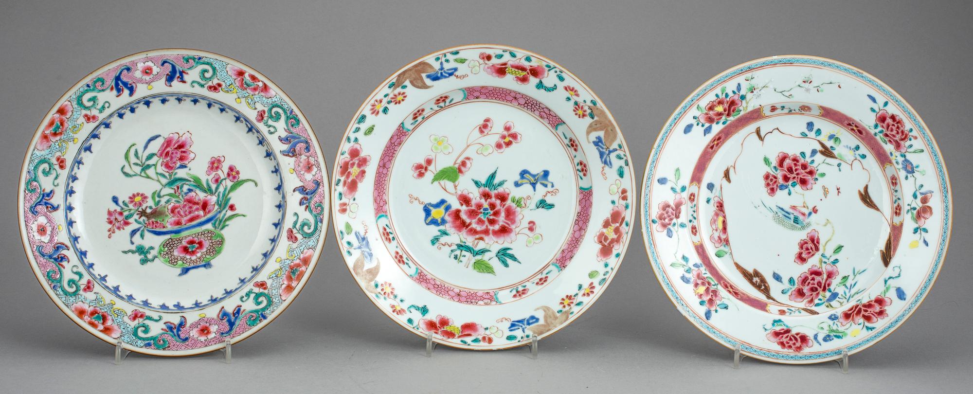 TALLRIKAR, 10 st, porslin, Qianlong, Kina 1700-tal.