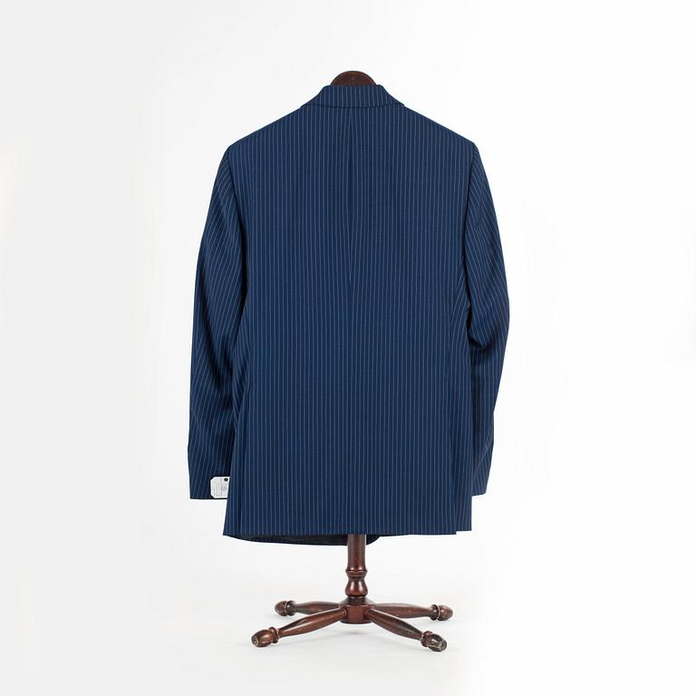 EDUARD DRESSLER, a blue wool suit consisting of jacket and pants. Size 52.