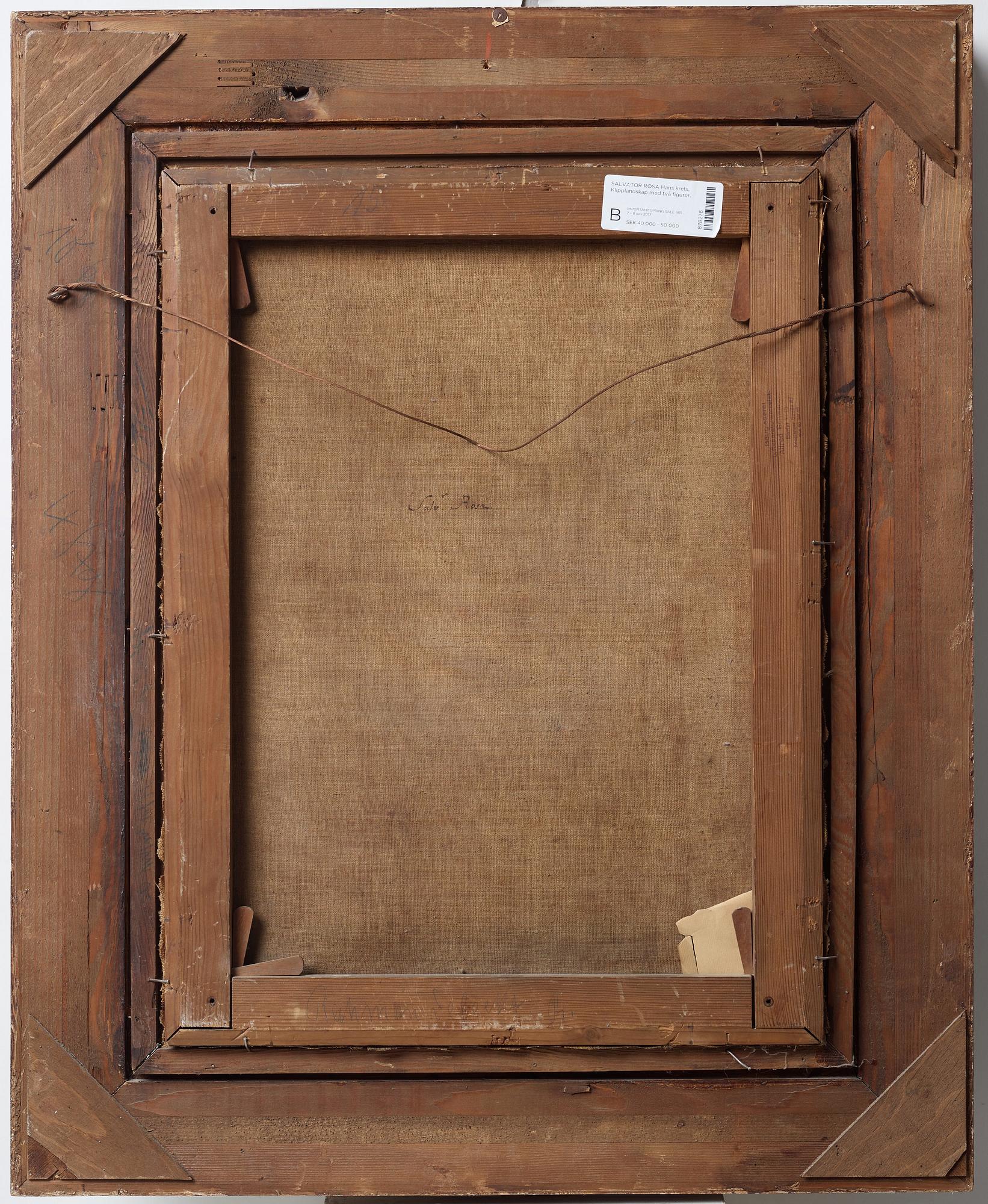 Salvator Rosa Circle of, Rocky landscape with two figures.