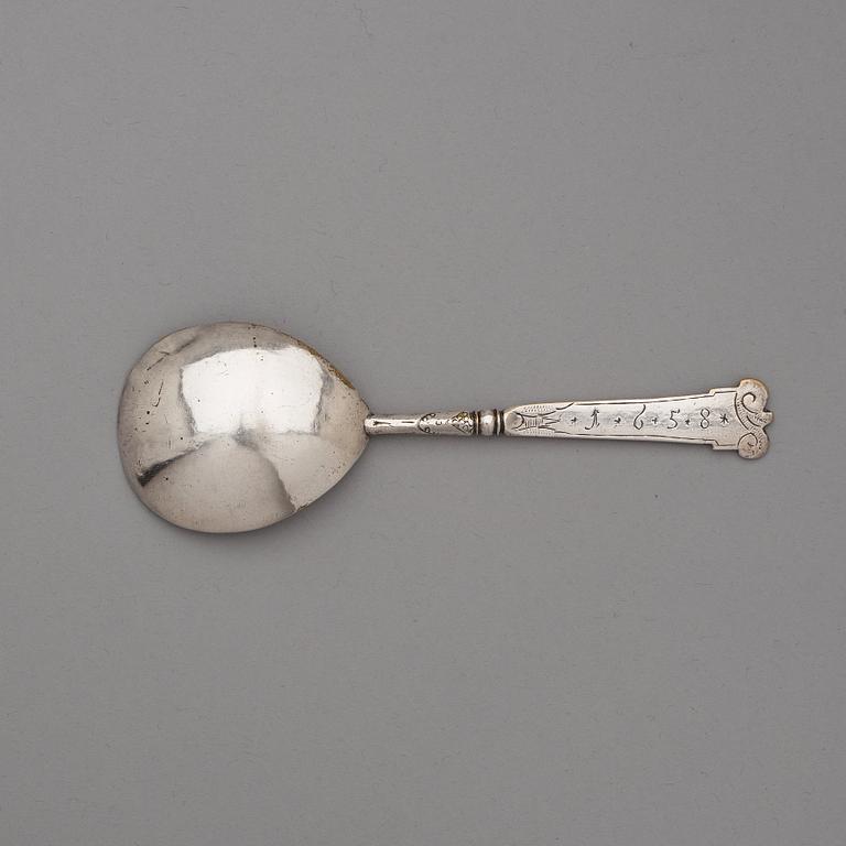 A spoon dated 1658.