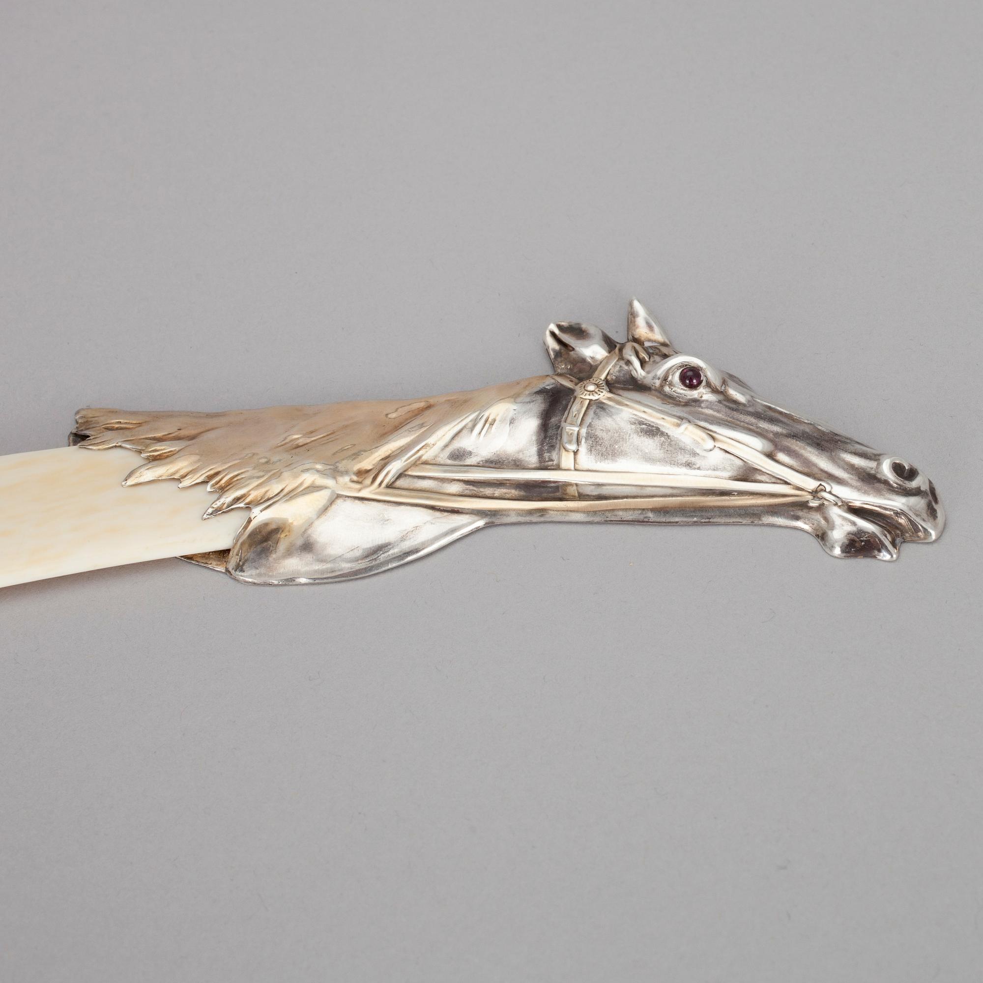 BREVKNIV, silver samt ben, Ryssland 1900-talets början.