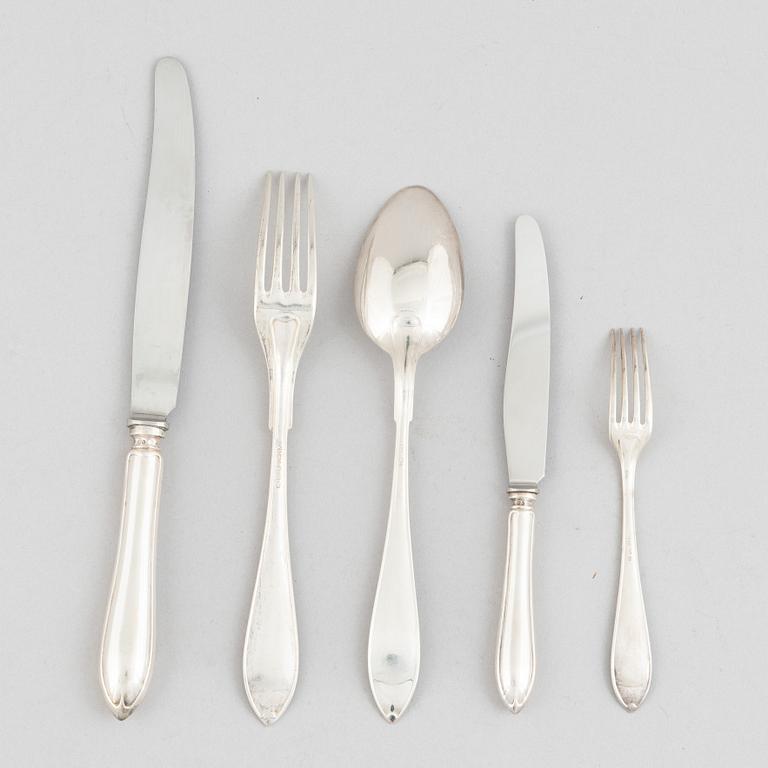 Cutlery service, 60 pieces, silver, 'Swedish pointed' GAB 1920.