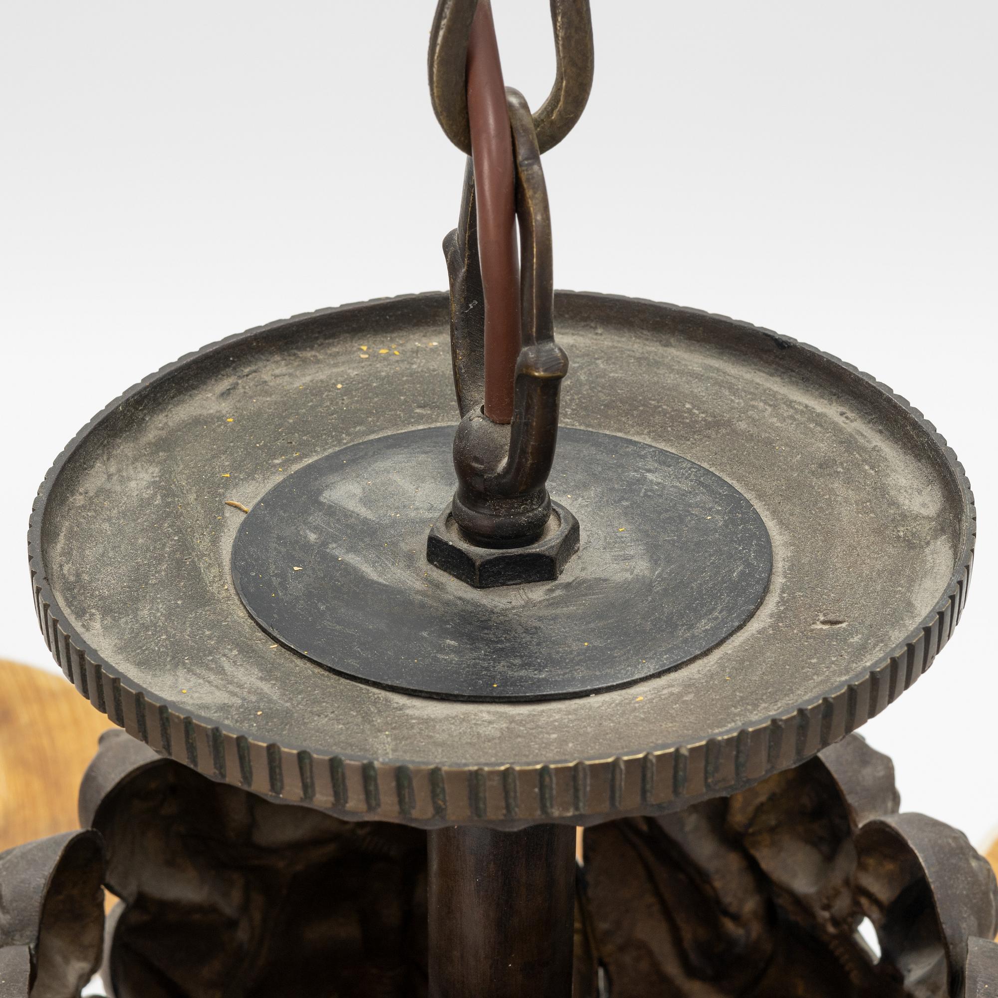 An Art Nouveau Bronze Ceiling Light, early 20th century.