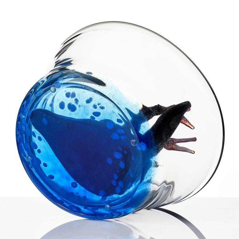 Ernst Billgren, "Simmande rådjur", skulptur, glas, Kosta Boda, ed. 26/30.