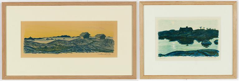 Roland Svensson, 2 färglitografier, signerade, daterade och en numrerad 26/45.