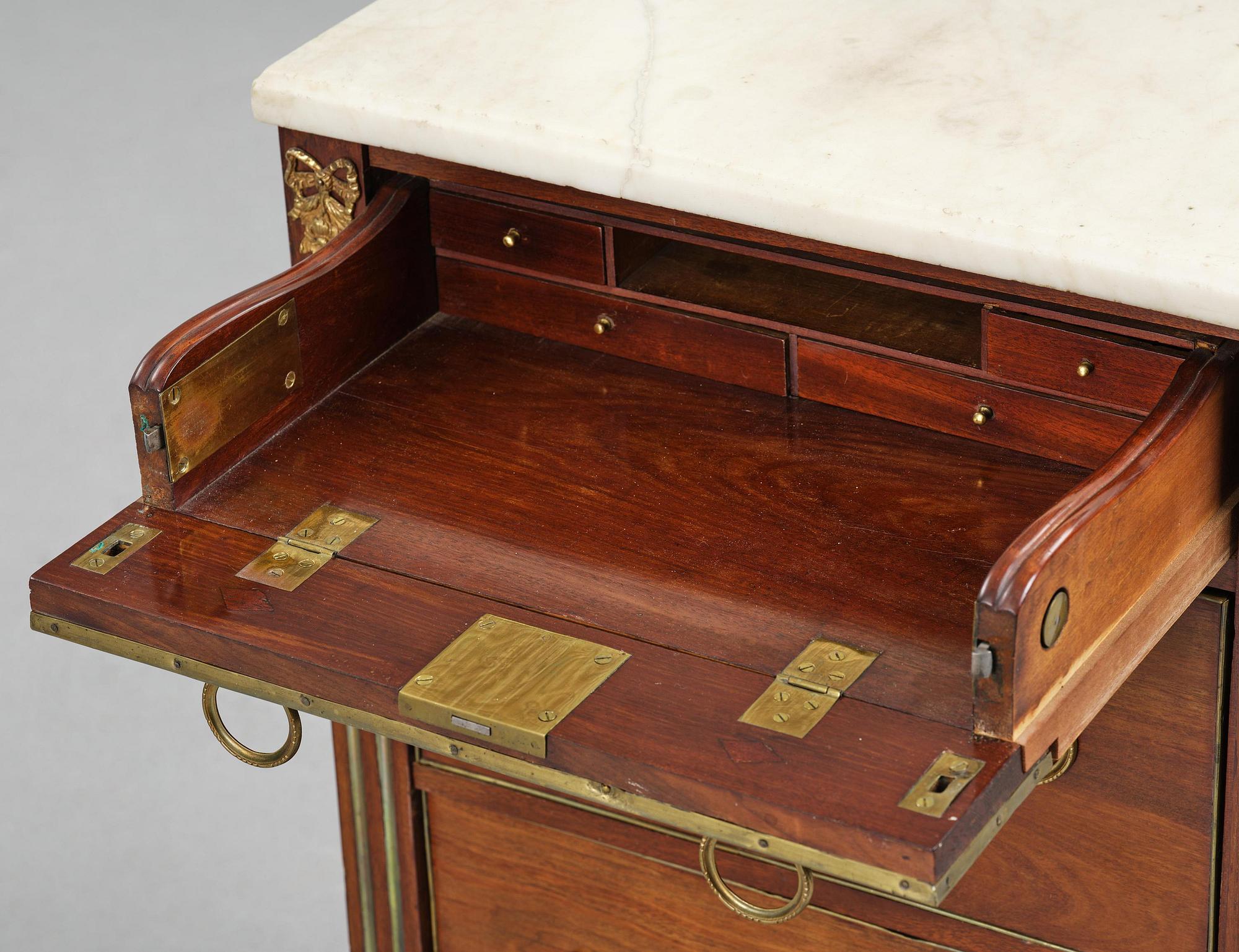 A late Gustavian mahogany commode, Stockholm, late 18th century.