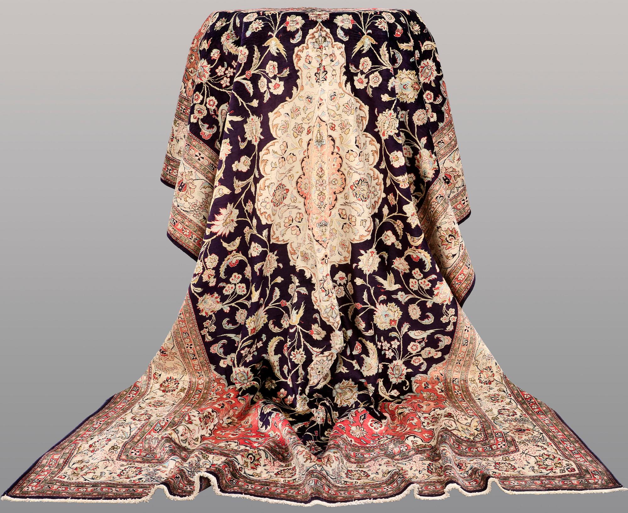 A CARPET, Figural silk Qum, signerad, 300 x 196 cm.