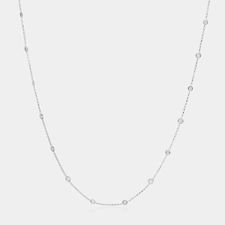 A brilliant-cut diamond necklace. Total carat weight 1.10 ct.