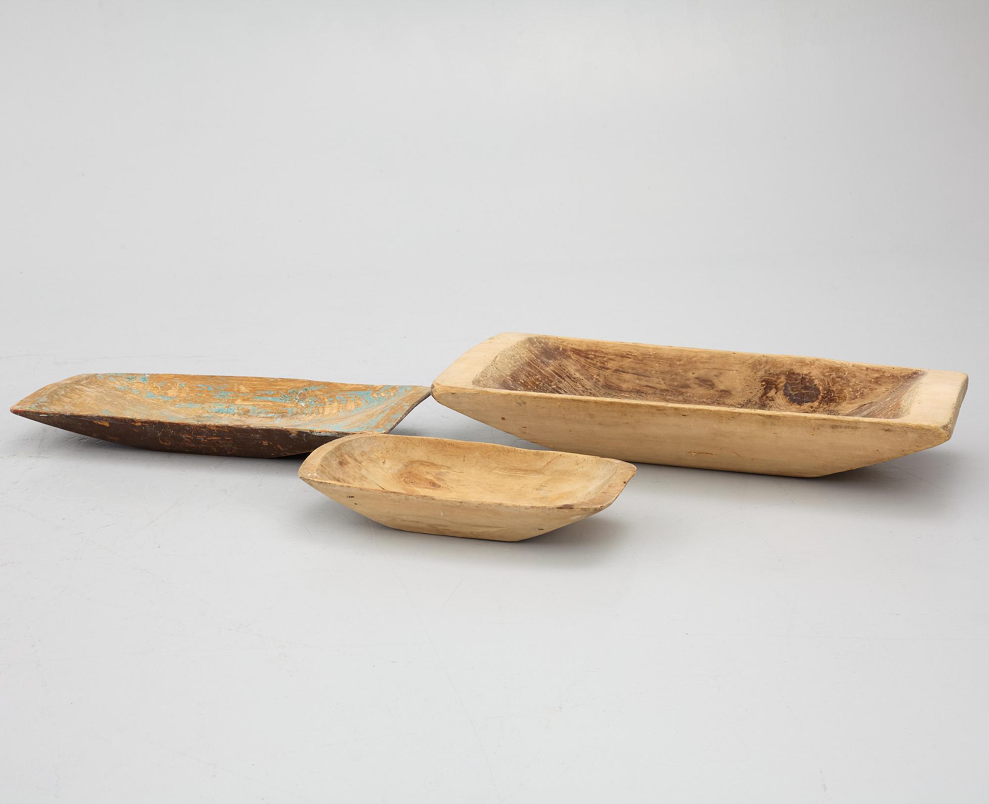Three bread troughs, 19th century.