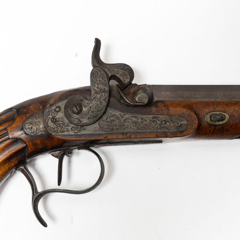 Slaglåspistoler, ett par, belgiska, 1800-talets första hälft.