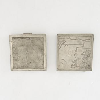 Oscar Antonsson, boxes, 2 pcs, Athena Ystad, 1940s.