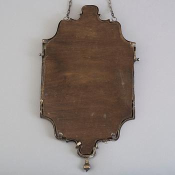 A silver framed mirror, 19th/20th Century.