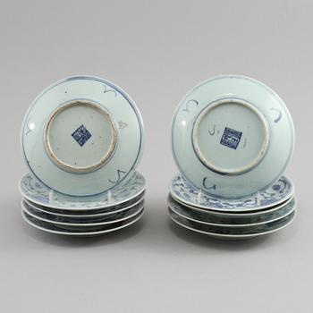 BÄRTALLRIKAR, 10 st, porslin, Kina, 1900-tal.
