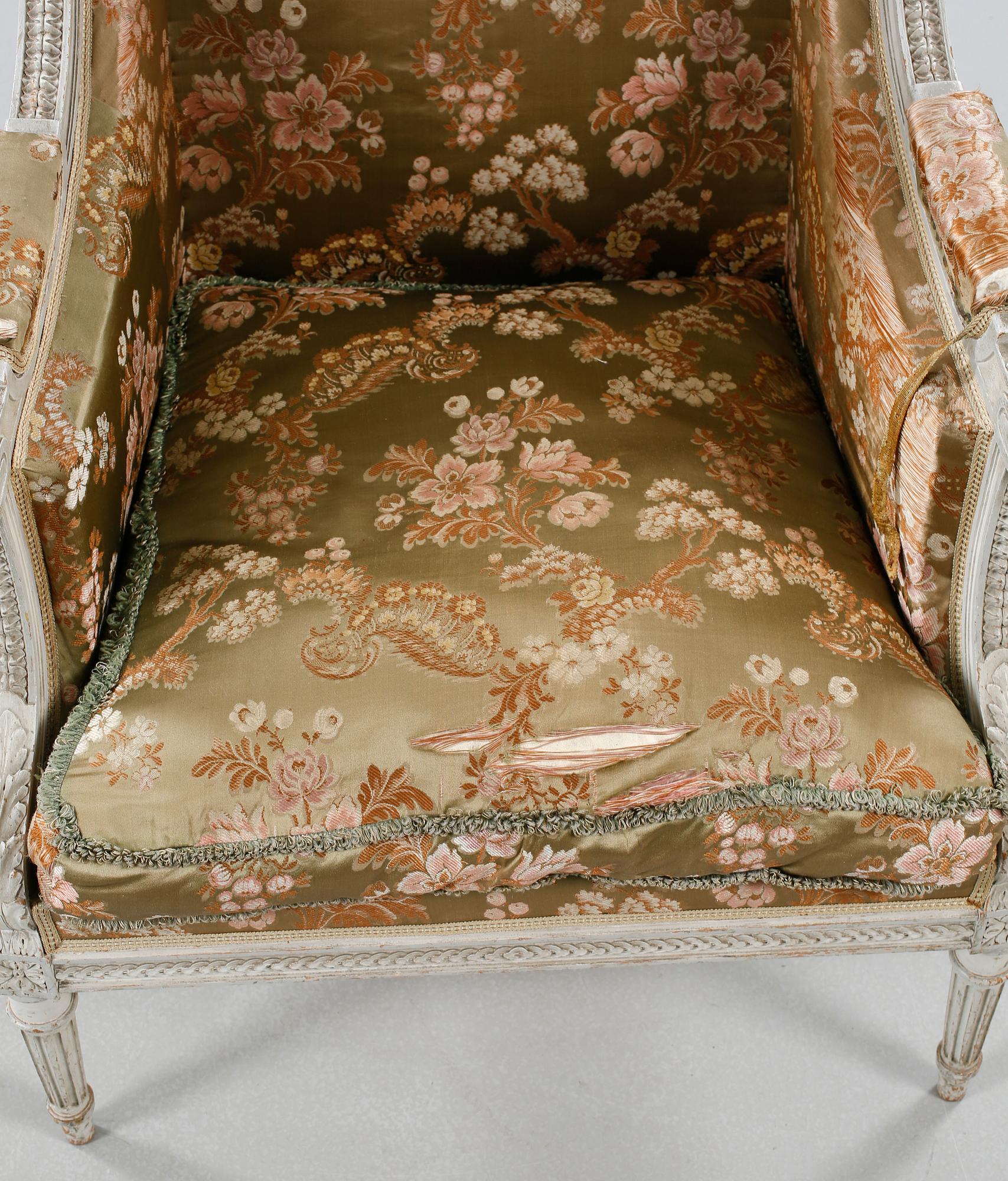 A Louis XVI style bergère, early 20th century.