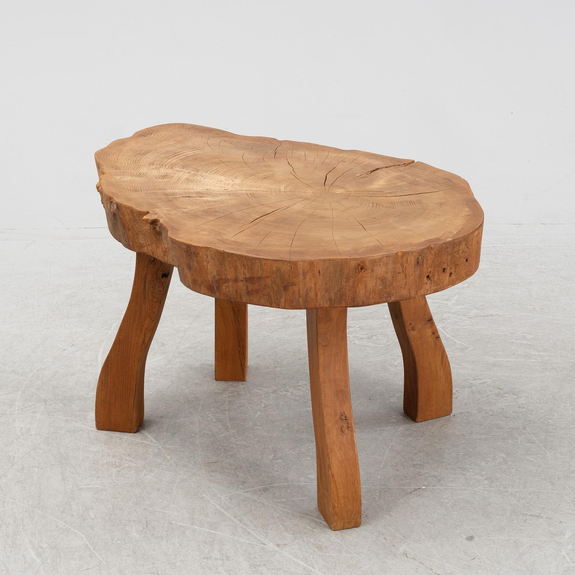 Carl-Axel Beijbom, an elmwood coffee table, Simlingegården Klagstorp, signed and dated 1964.