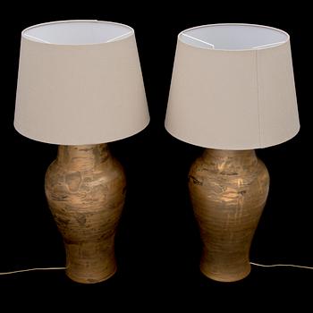 A pair of floorlamps by Kauko Forsvik, signed 'KAGE', Finland.