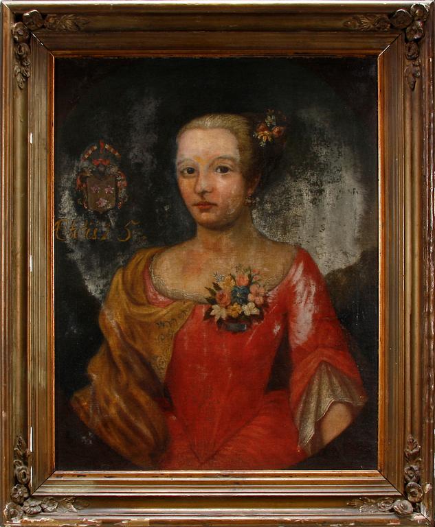 OKÄND KONSTNÄR, olja på duk, dat 1741 á tergo.