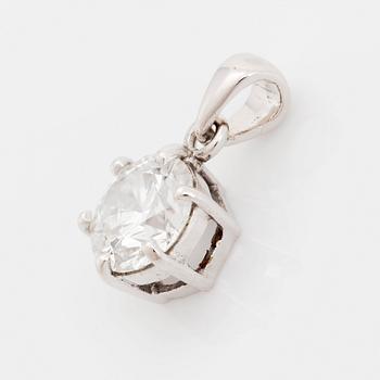 An 18K white gold pendant set with a round brilliant-cut diamond 1.16 ct D if (internally flawless).