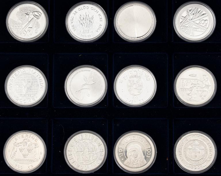 Minnesmynt, 24 st, Sverige, silver, 200 kr,