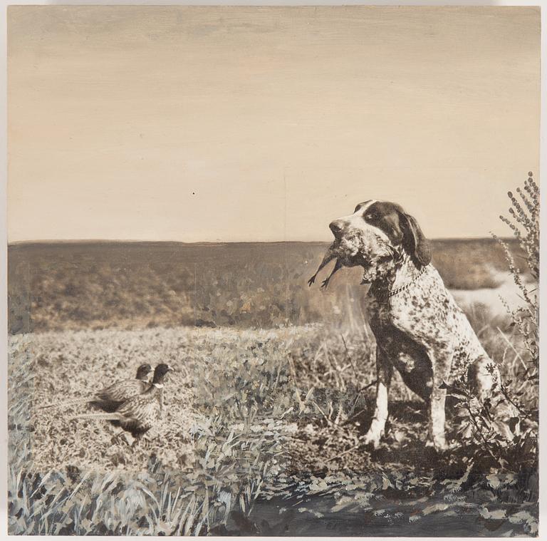 ANNA-KARIN BRUS, "Förlorad son", ur serien "I´m a hunter", 2006, blandteknik på MDF. Signerad a tergo.