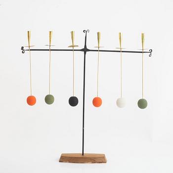 Thomas Hellström, a wrought iron and brass candelabrum from THO Hantverk Rättvik, Bleckogården, 1950's.