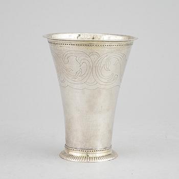 A Swedish 18th century parcel-gilt silver beaker, mark of Niclas Ljungberg, Orebro 1765.