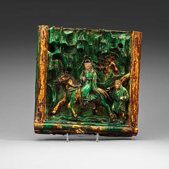 A cearmic tile, late Ming dynasty (1368-1644).