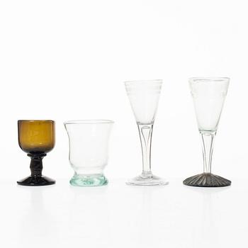 A set of four Swedish glasses, 18th century.