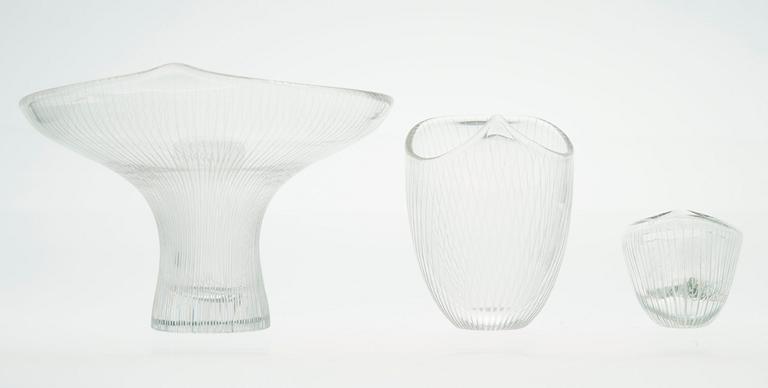 Tapio Wirkkala, TAPIO WIRKKALA, ART GLASS, 3 PIECES.