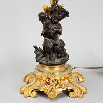 A pair of  mid 19th century, rococo-style TABLE LAMPS/CANDELABRA.
