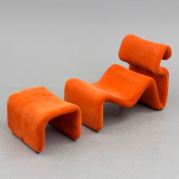 A lounge chair with ottoman, 'Etcetera', Jan Ekselius, J. O. Carlsson, Vetlanda, Sweden, 1970.