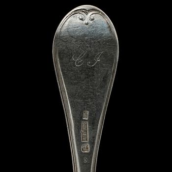 MATSKEDAR, 6 st, silver, Anders M. Bäck, Alingsås, 1850. Vikt 342 g.