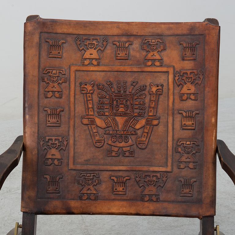 A leather folding chair, second half of the 20th century.