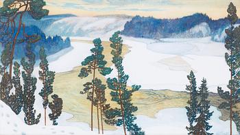 5. Helmer Osslund, "Vårvinterdag med nysnö, Forsmo" (Early spring with newly fallen snow, landscape from Forsmo).