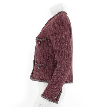 CHANEL, a red woolblend jacket. French size 42.