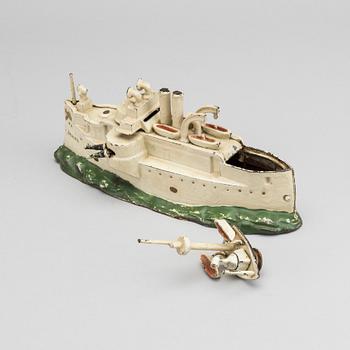 A IRON CAST BATTLE SHIP BANK "MAINE" BY J. & E. Stevens Co, Cromwell, early 20th century.