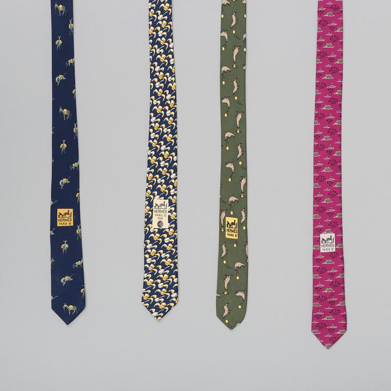 A set of four ties by Hermès.