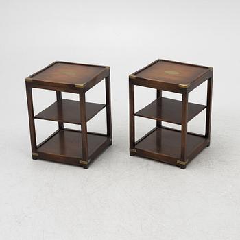 Bedside tables, a pair, English style, second half of the 20th century.