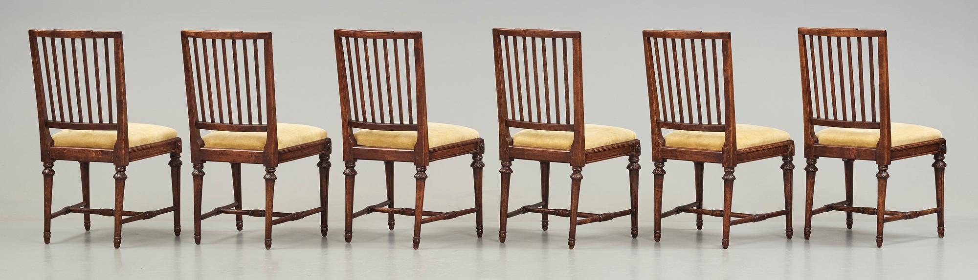 Six Gustavian chairs by Johan Erik Höglander (master in Stockholm 1777).