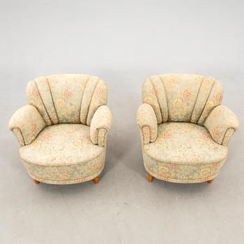 Armchairs, a pair from the 1940s.