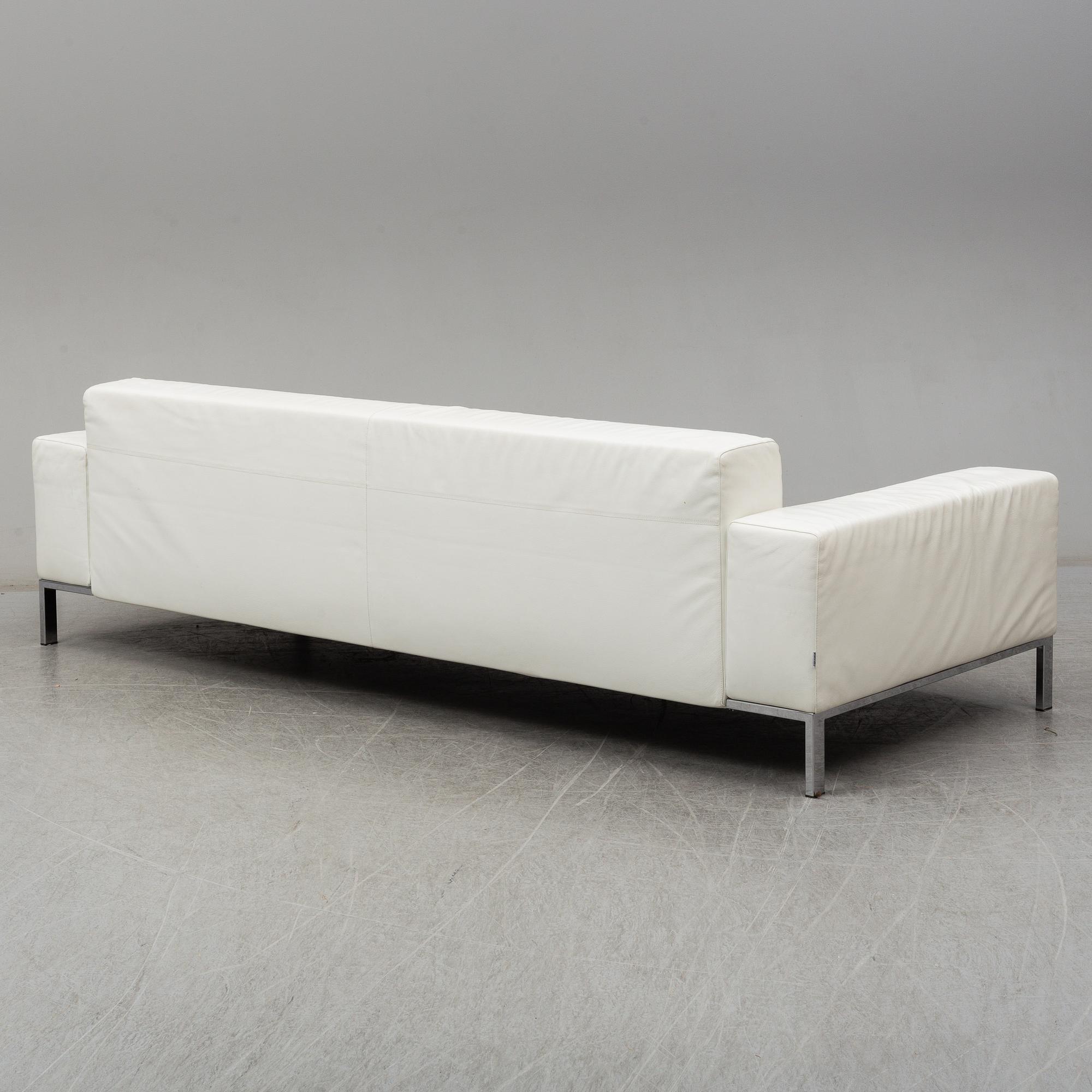 EMAF PROGETTI, an 'Alfa' leather covered sofa from Zanotta, Italy.
