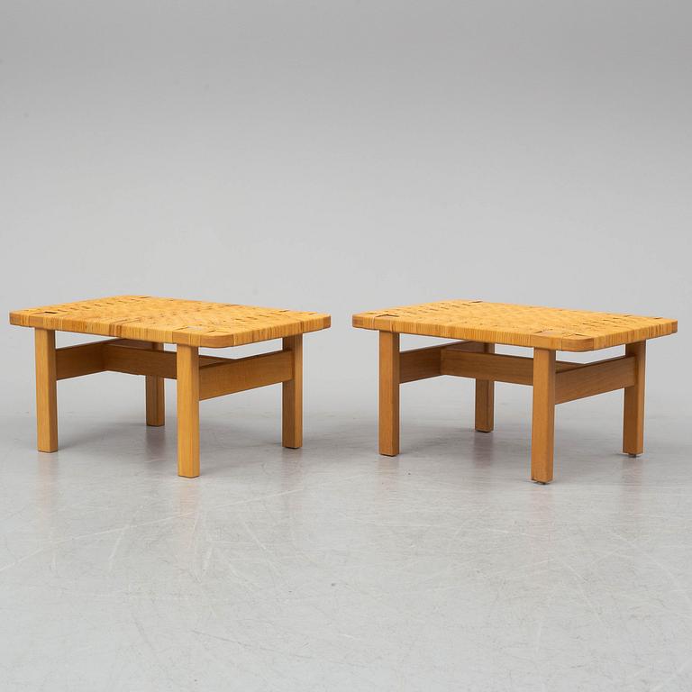 BØRGE MOGENSEN, a pair of benches/ tables, model 5273,  Fredericia stolefabrik, Denmark. Signed with labels.