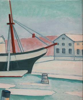 Einar Jolin, Vinterbild, hamnen Stockholm.