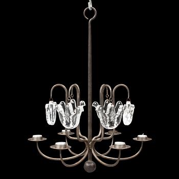 BERTIL VALLIEN, an iron and glass chandelier from Boda Smide.