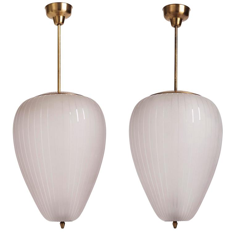 Asea, a pair of large ceiling lamps model "3020, Reaktor", 1940s-50s.